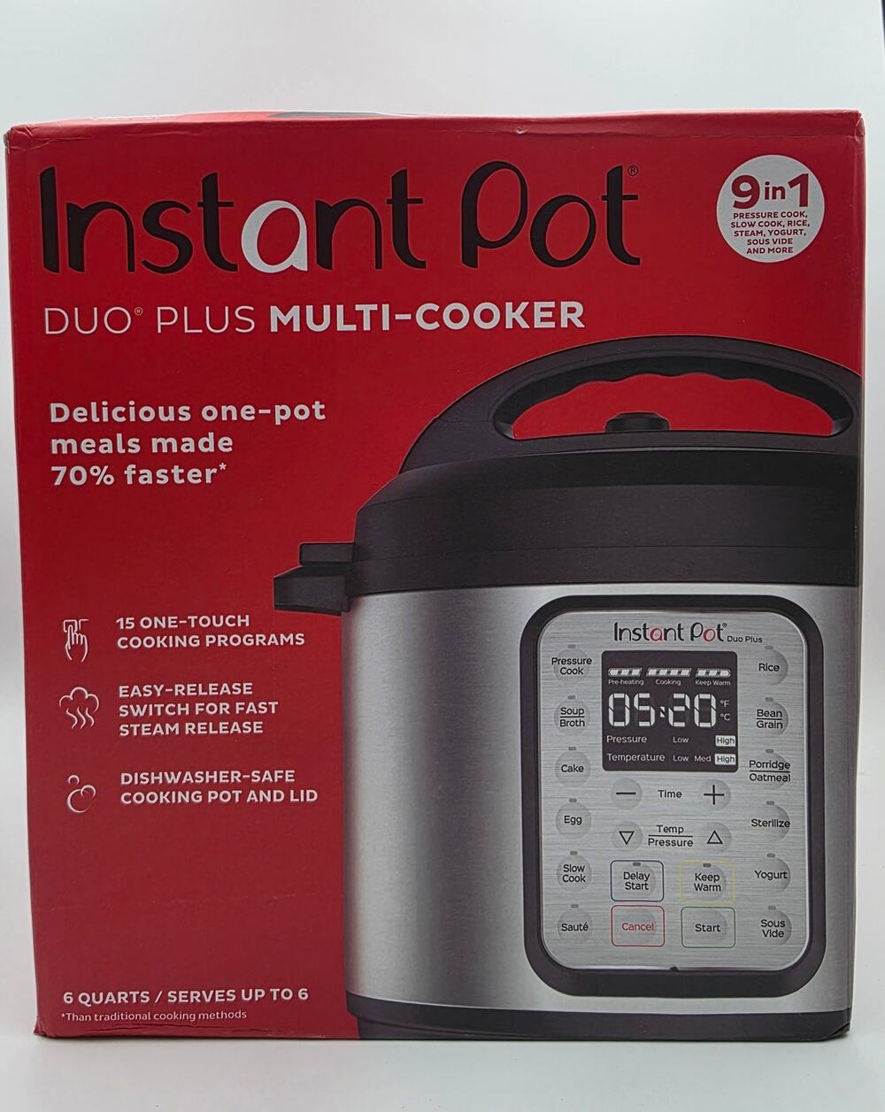Instant Pot Duo Plus 9-in-1 Multicooker, Pressure Cooker slow Rice Maker 6 QT